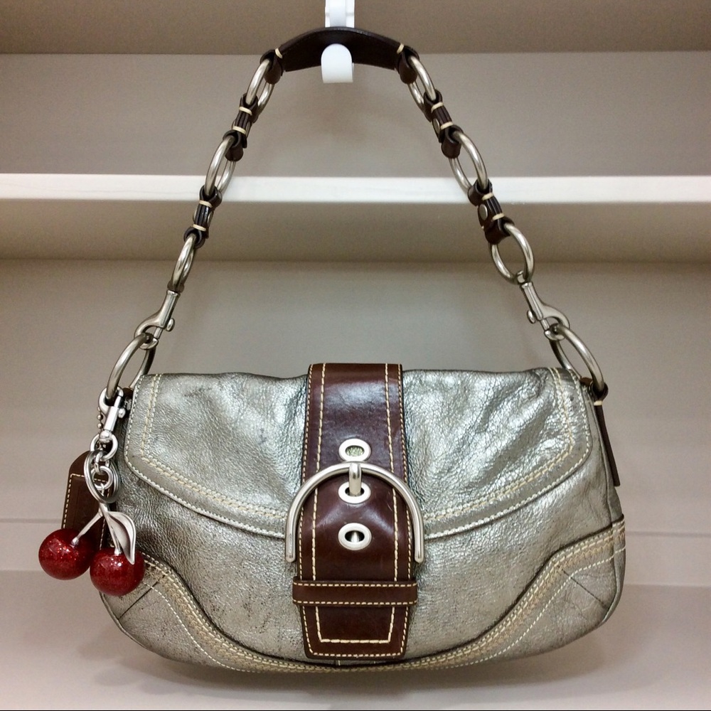Rare Coach Soho Metallic Goat Leather Y2K Buckle Flap Shoulder Bag